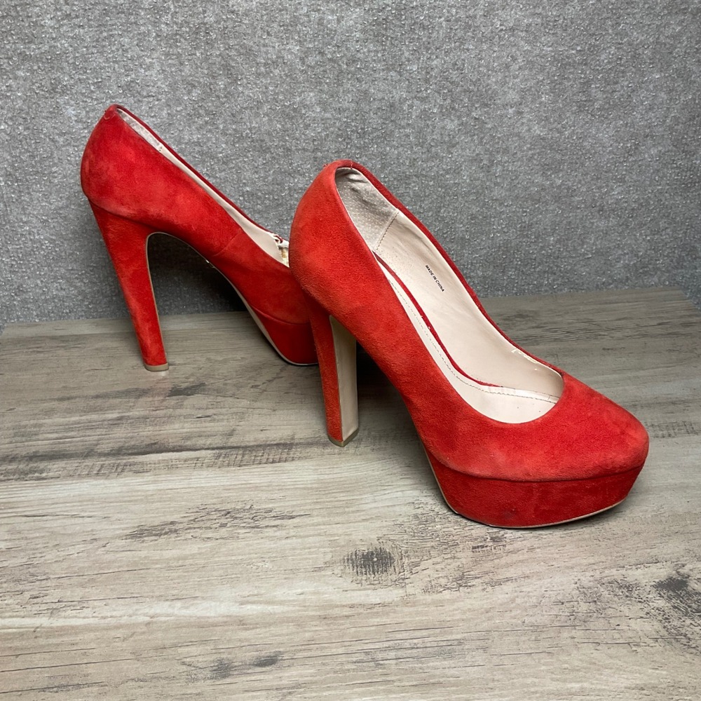 KG Kurt Geiger Red Suede Platform Pumps Star Detail High Heels Size 38 - Picture 3 of 9